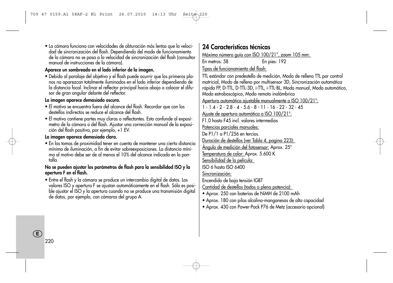 Metz MECABLITZ 58 AF-2 digital Nikon User Manual | Page 220 / 230