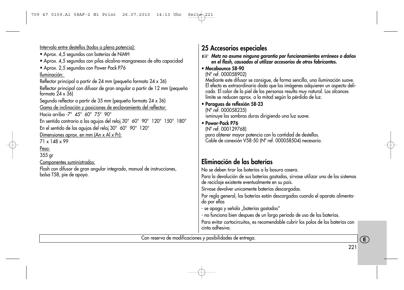 Metz MECABLITZ 58 AF-2 digital Nikon User Manual | Page 221 / 230