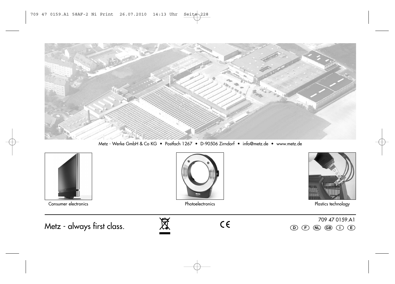 Metz - always first class | Metz MECABLITZ 58 AF-2 digital Nikon User Manual | Page 230 / 230