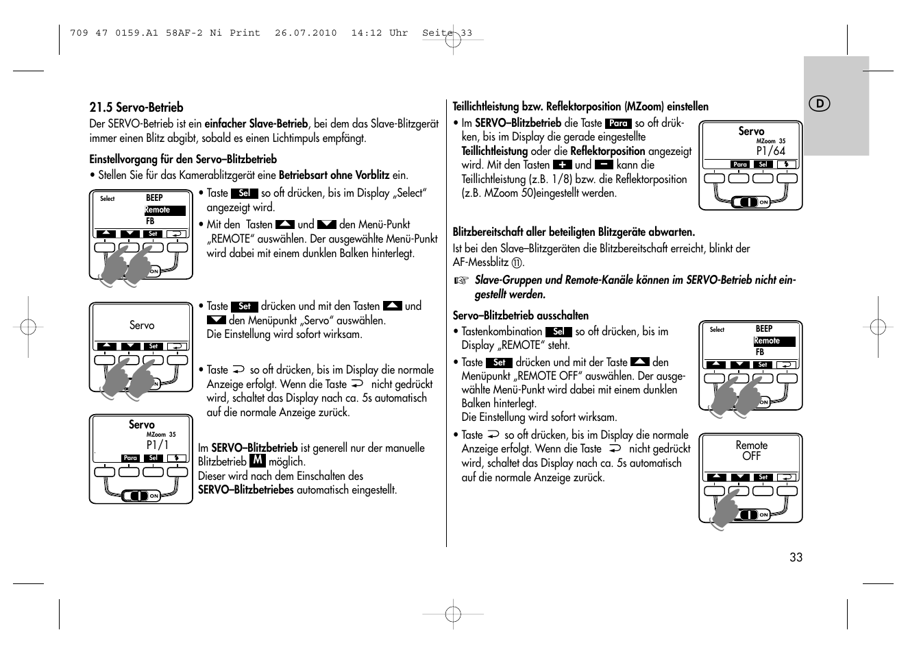 Metz MECABLITZ 58 AF-2 digital Nikon User Manual | Page 33 / 230