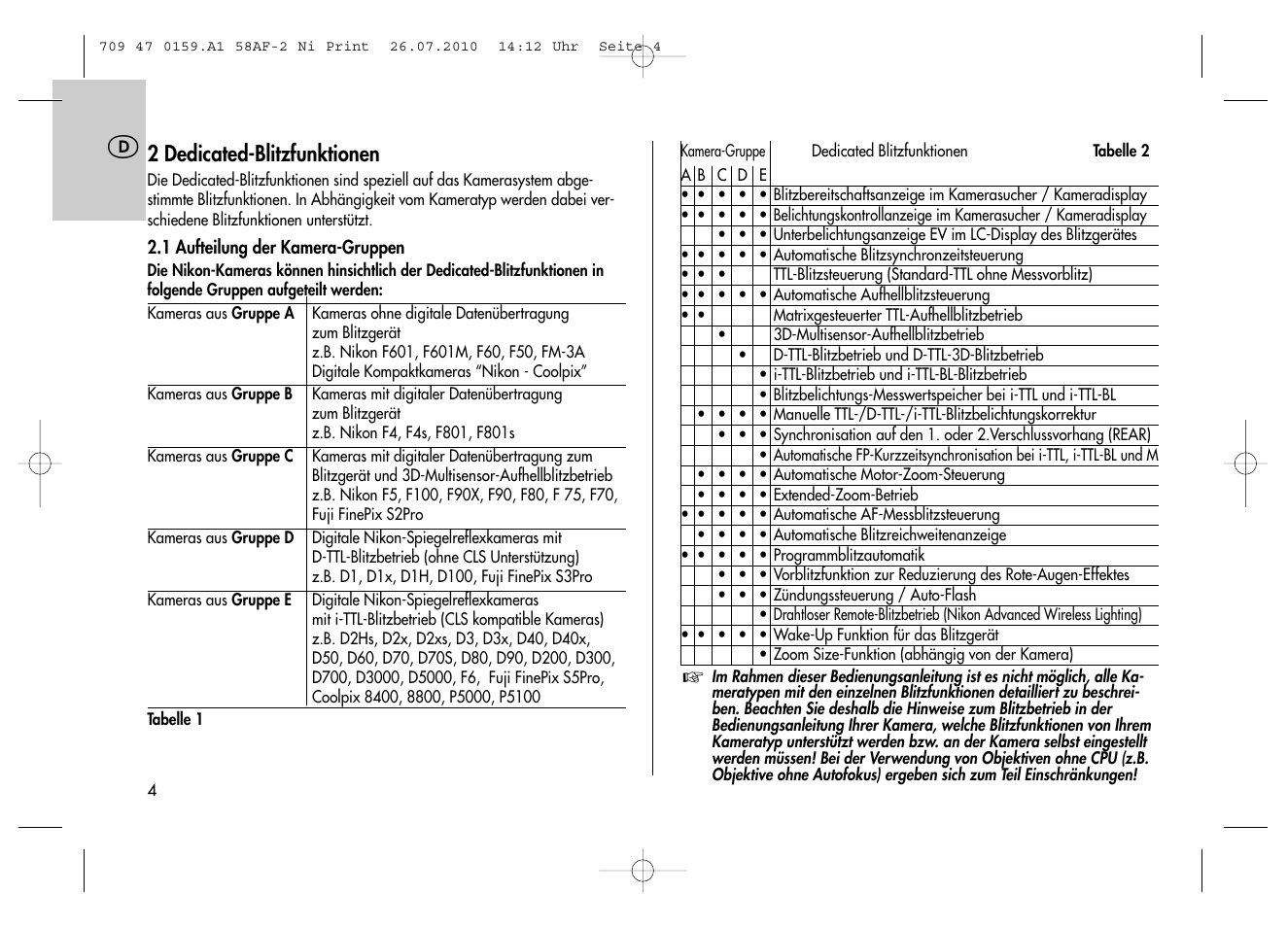 Metz MECABLITZ 58 AF-2 digital Nikon User Manual | Page 4 / 230