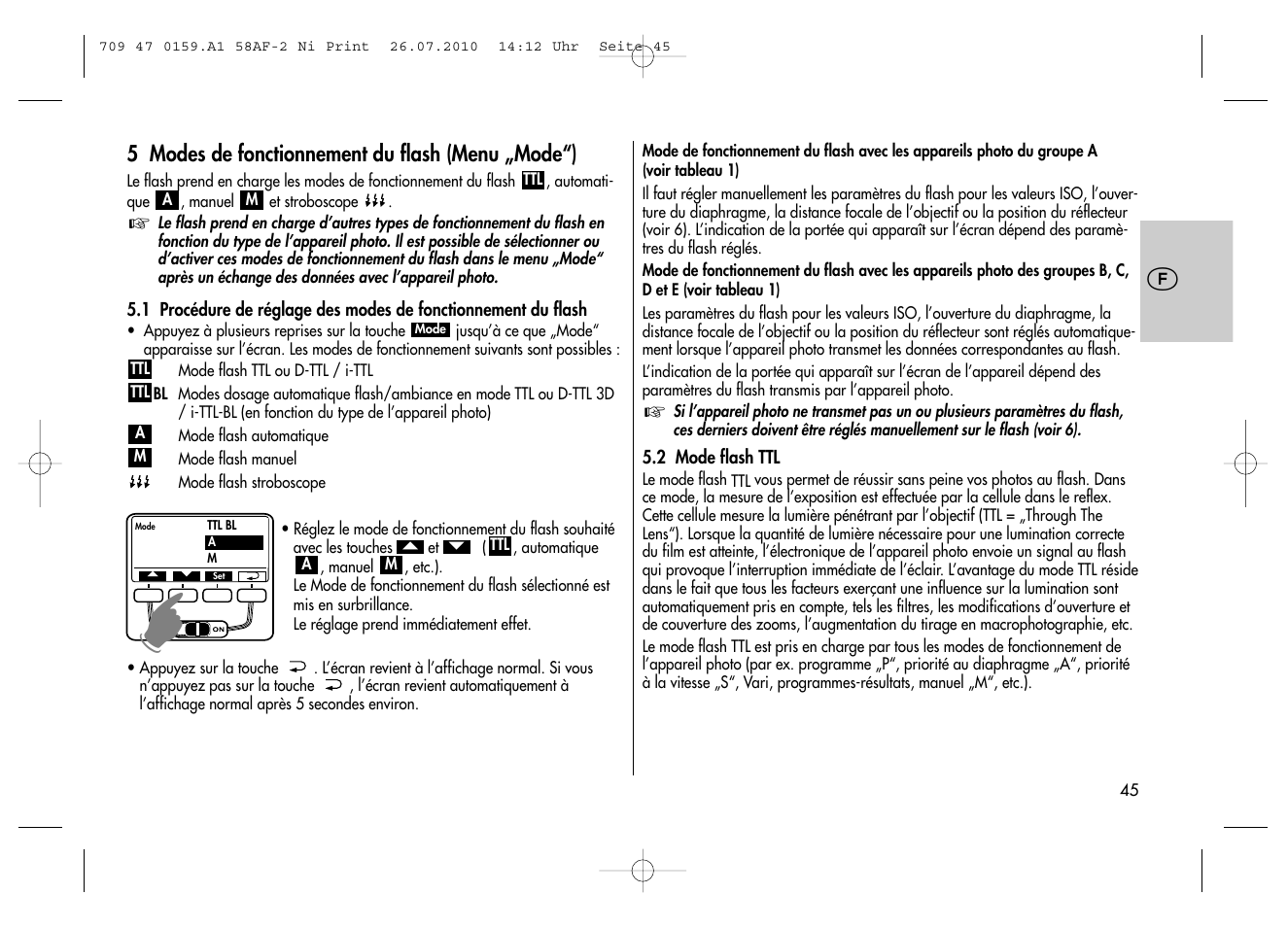 Metz MECABLITZ 58 AF-2 digital Nikon User Manual | Page 45 / 230