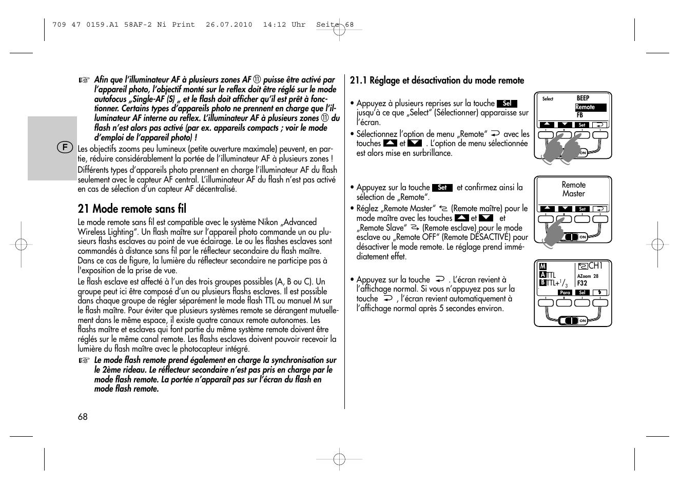 Metz MECABLITZ 58 AF-2 digital Nikon User Manual | Page 68 / 230