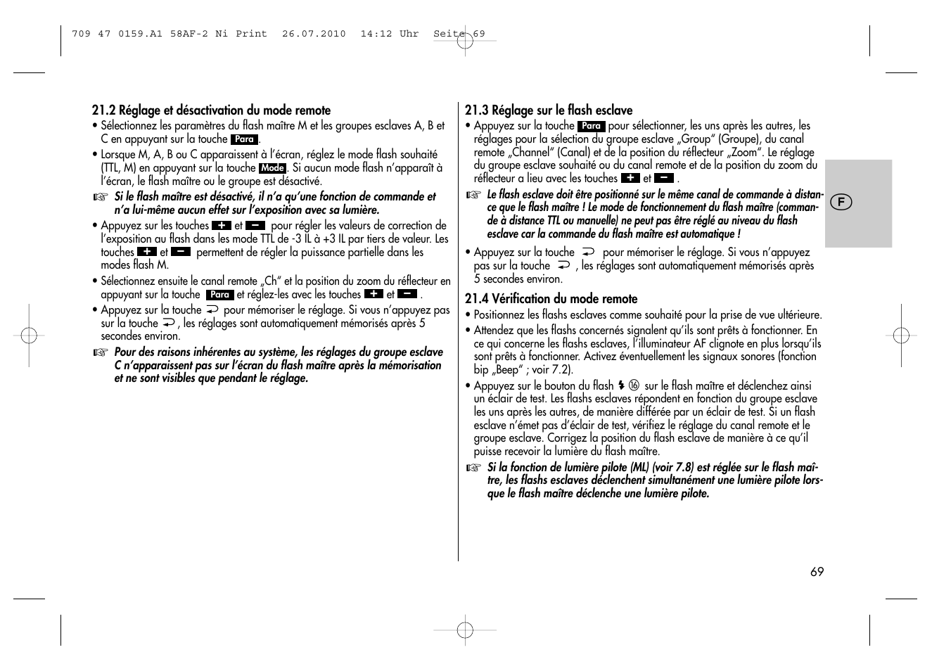 Metz MECABLITZ 58 AF-2 digital Nikon User Manual | Page 69 / 230