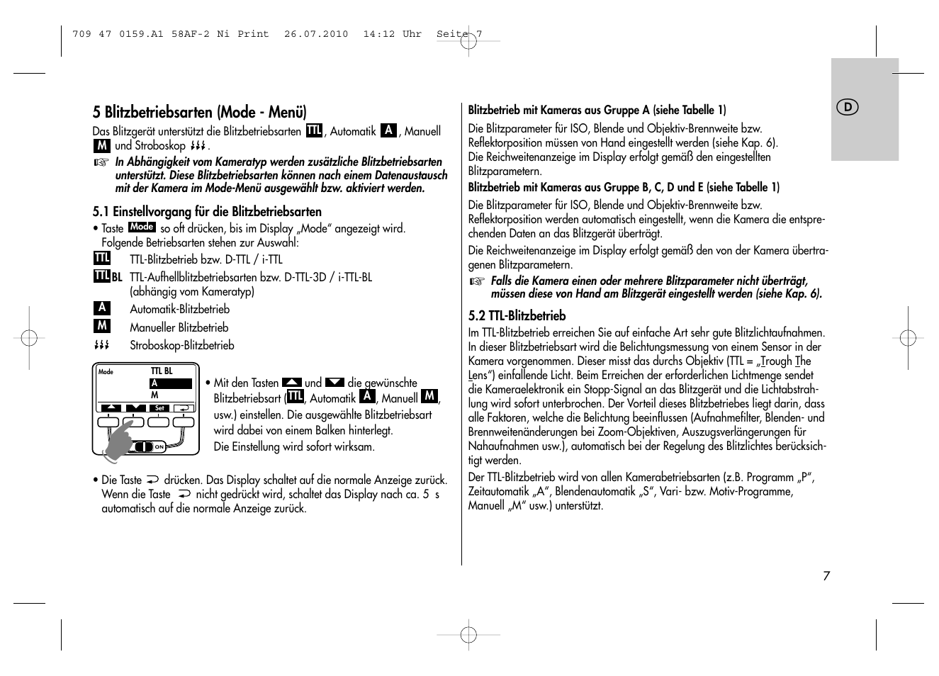 Metz MECABLITZ 58 AF-2 digital Nikon User Manual | Page 7 / 230