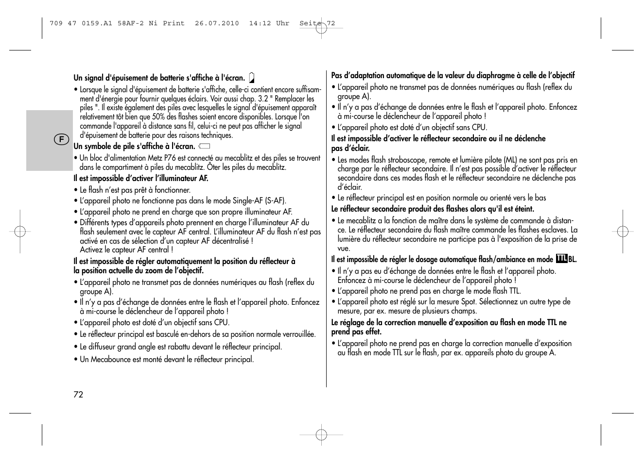 Metz MECABLITZ 58 AF-2 digital Nikon User Manual | Page 72 / 230