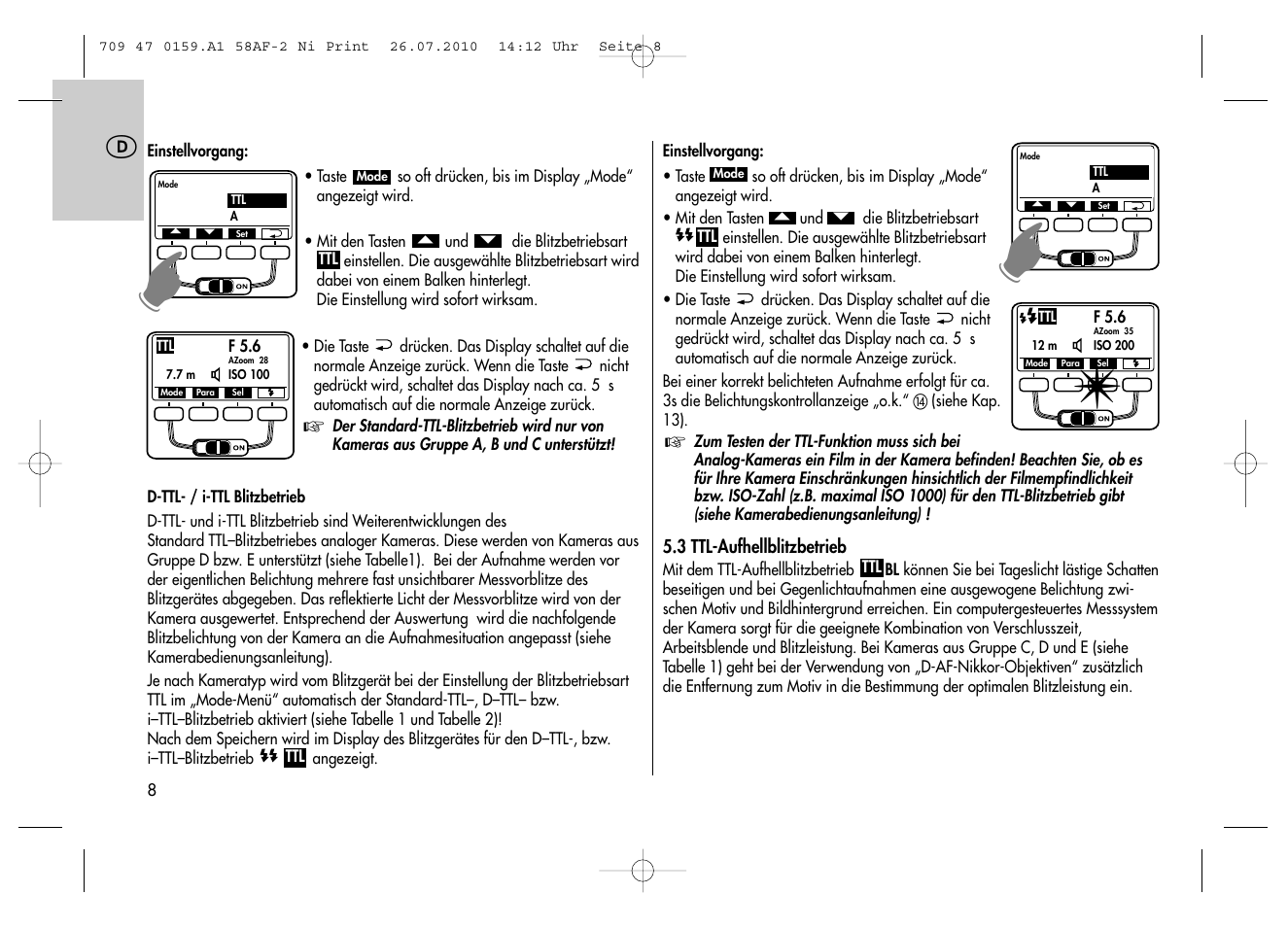 Metz MECABLITZ 58 AF-2 digital Nikon User Manual | Page 8 / 230