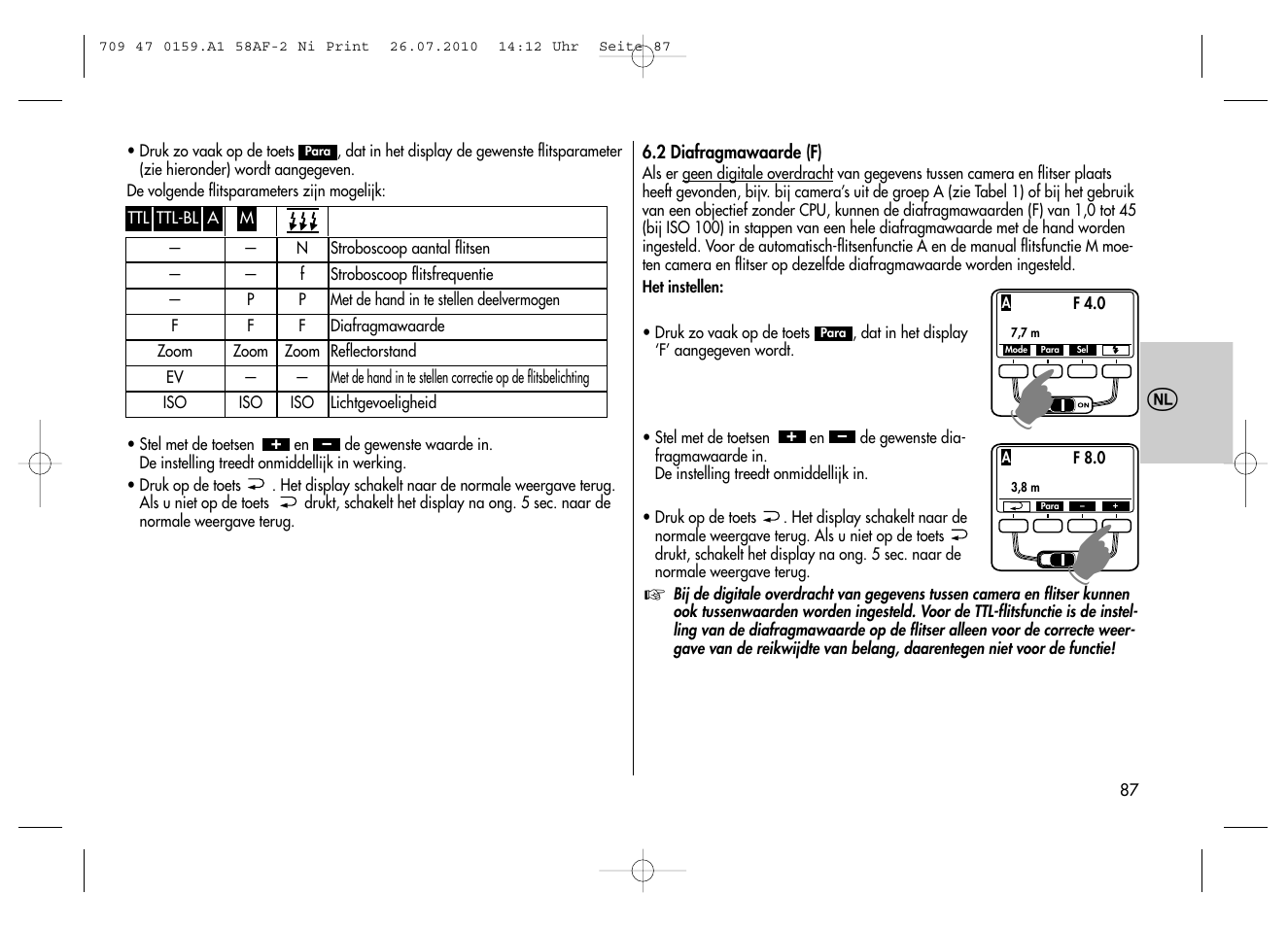 Metz MECABLITZ 58 AF-2 digital Nikon User Manual | Page 87 / 230