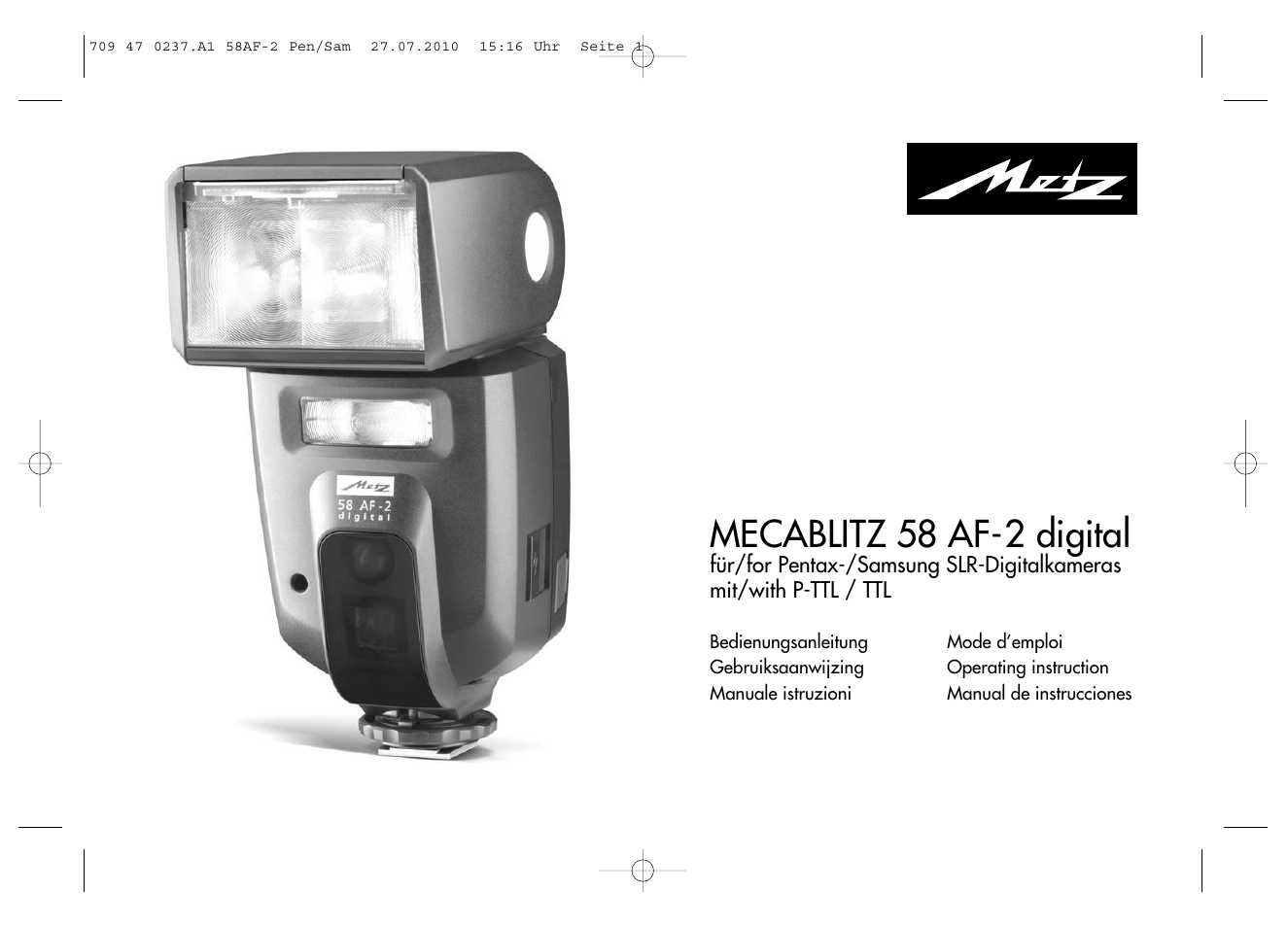 Metz MECABLITZ 58 AF-2 digital Pentax User Manual | 230 pages