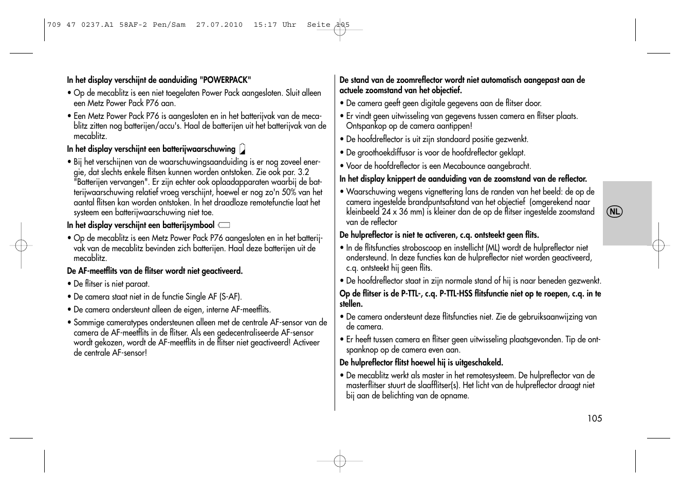 Metz MECABLITZ 58 AF-2 digital Pentax User Manual | Page 105 / 230