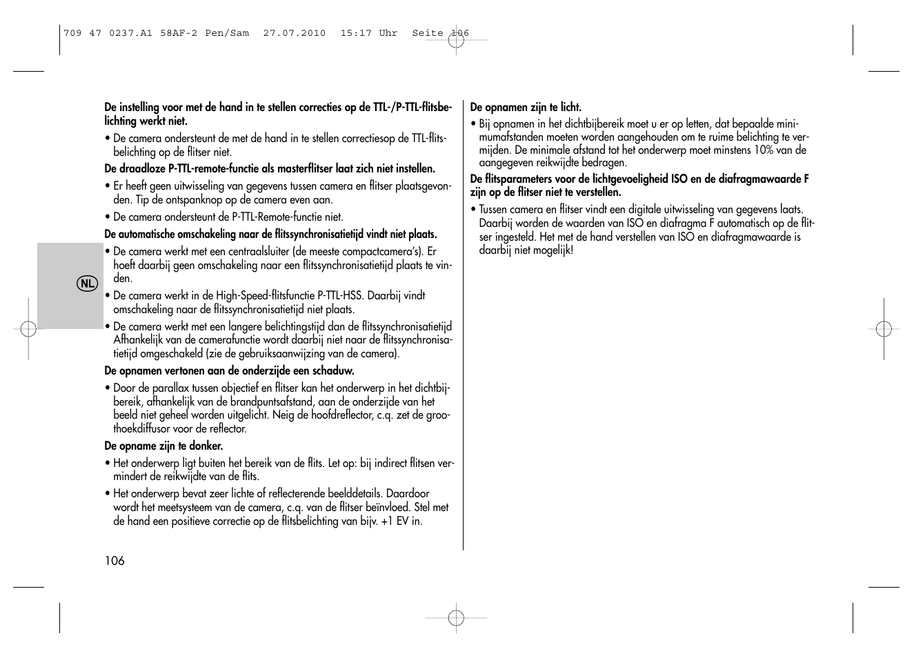 Metz MECABLITZ 58 AF-2 digital Pentax User Manual | Page 106 / 230