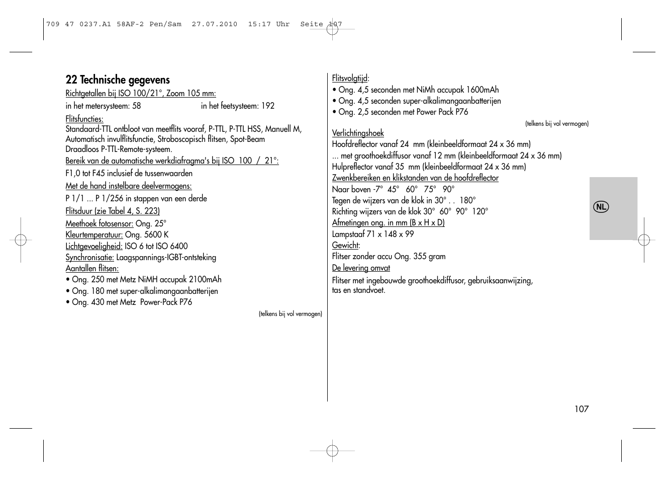 Metz MECABLITZ 58 AF-2 digital Pentax User Manual | Page 107 / 230