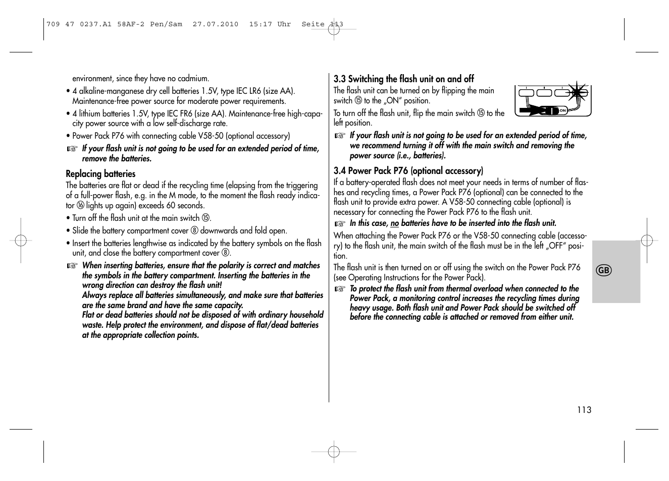 Metz MECABLITZ 58 AF-2 digital Pentax User Manual | Page 113 / 230