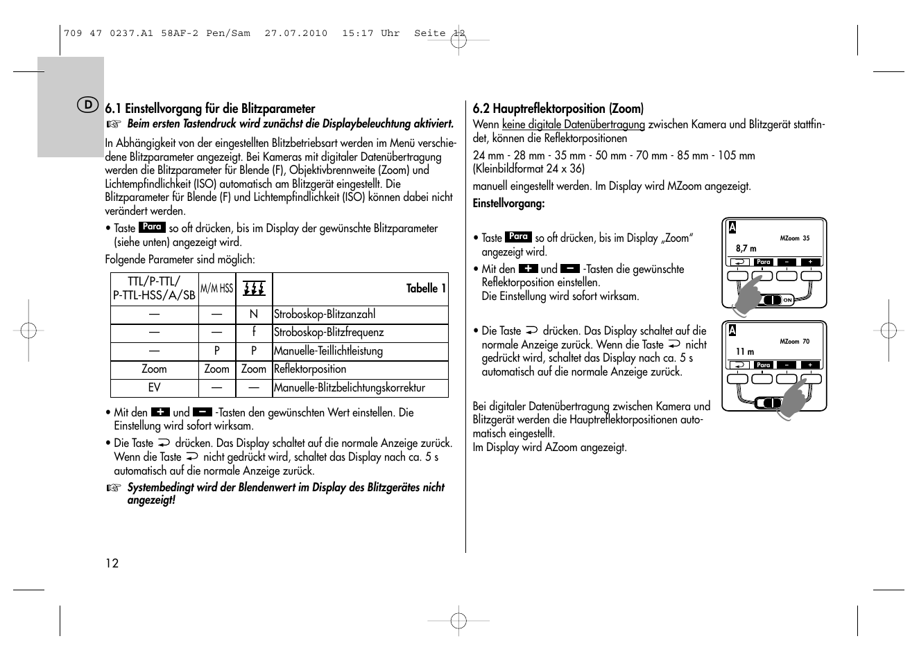 Metz MECABLITZ 58 AF-2 digital Pentax User Manual | Page 12 / 230