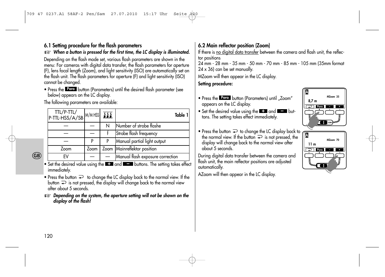 Metz MECABLITZ 58 AF-2 digital Pentax User Manual | Page 120 / 230