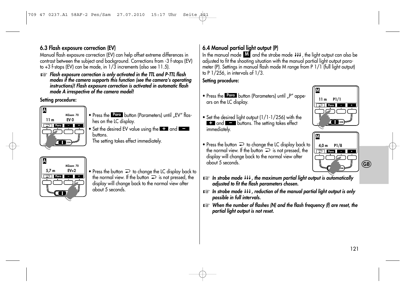 Metz MECABLITZ 58 AF-2 digital Pentax User Manual | Page 121 / 230