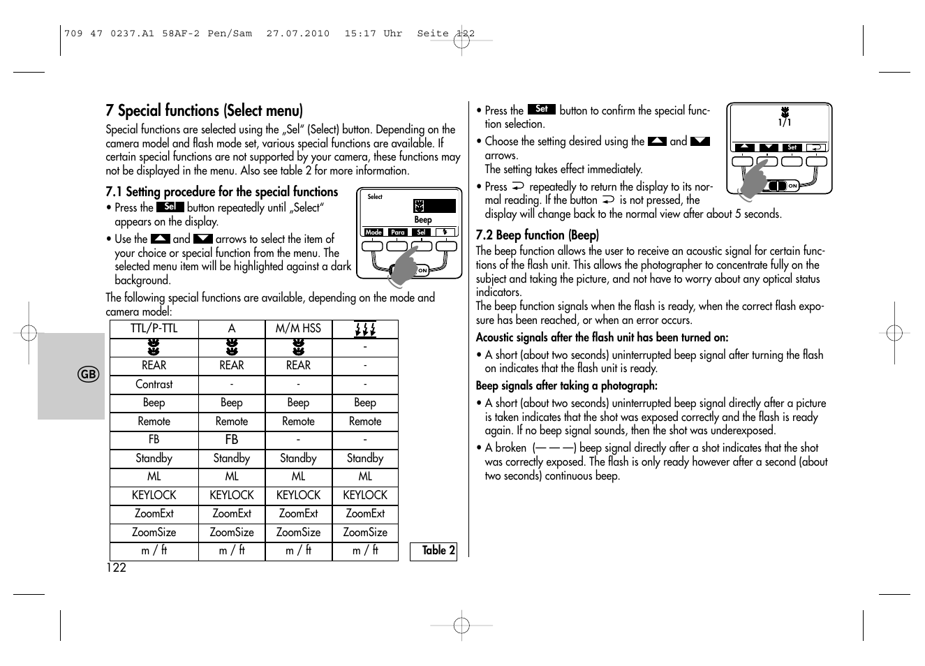 Metz MECABLITZ 58 AF-2 digital Pentax User Manual | Page 122 / 230