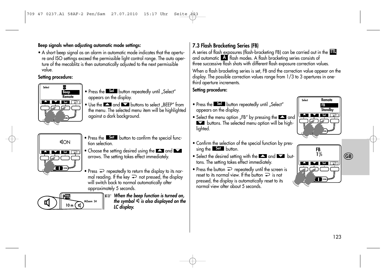 Metz MECABLITZ 58 AF-2 digital Pentax User Manual | Page 123 / 230