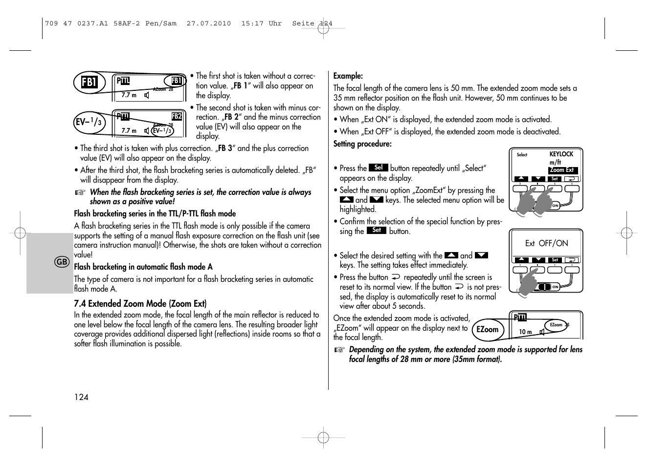 Metz MECABLITZ 58 AF-2 digital Pentax User Manual | Page 124 / 230