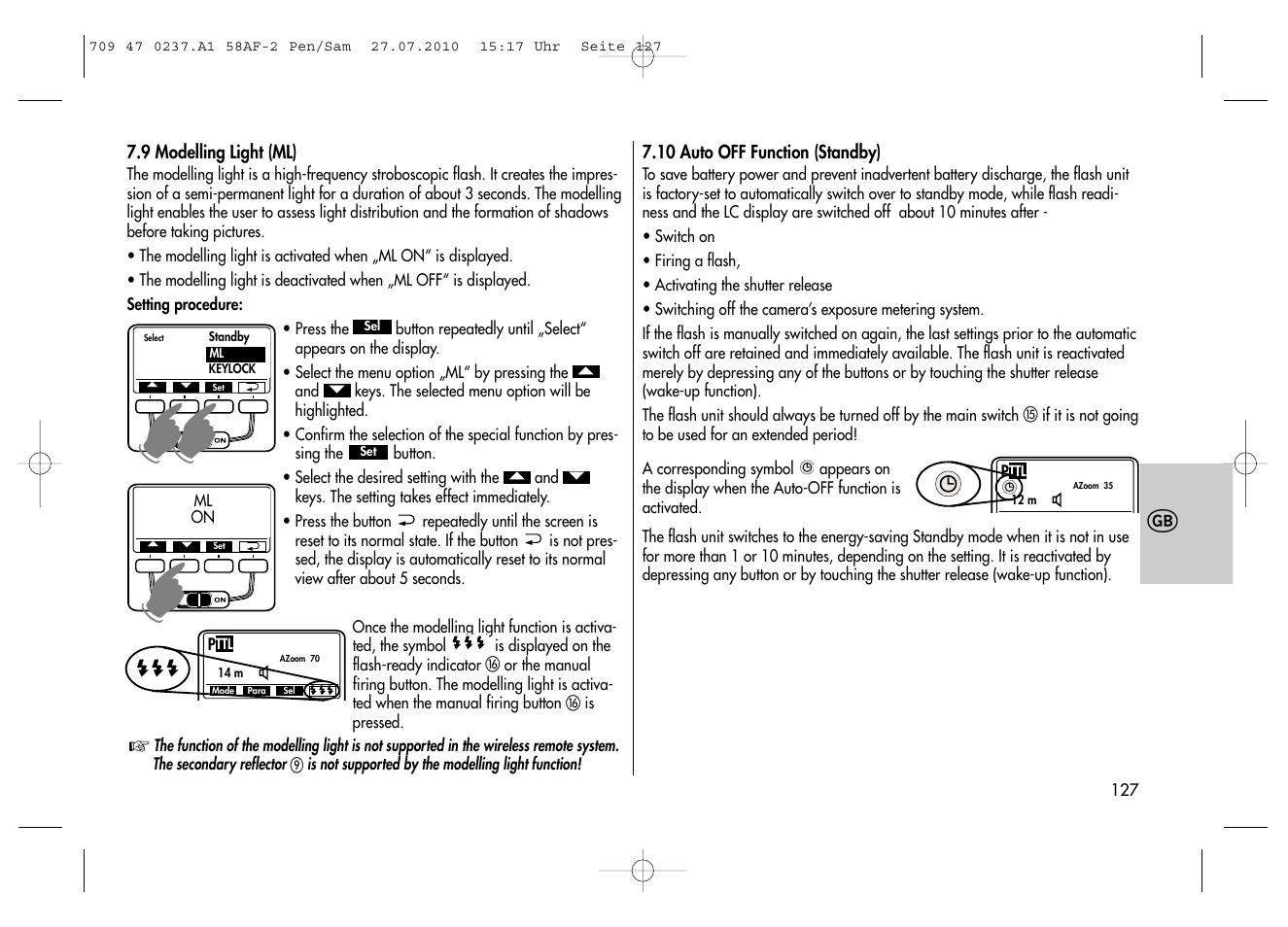 Metz MECABLITZ 58 AF-2 digital Pentax User Manual | Page 127 / 230