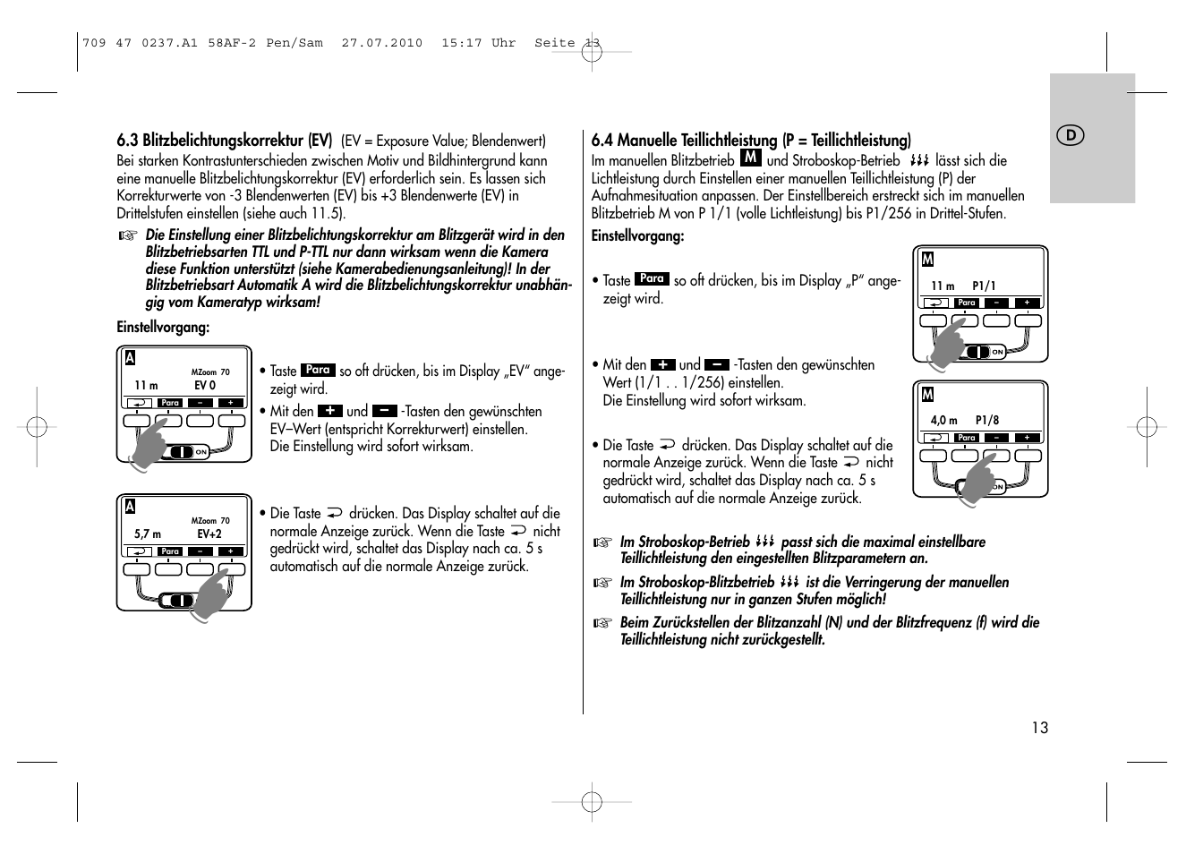 Metz MECABLITZ 58 AF-2 digital Pentax User Manual | Page 13 / 230