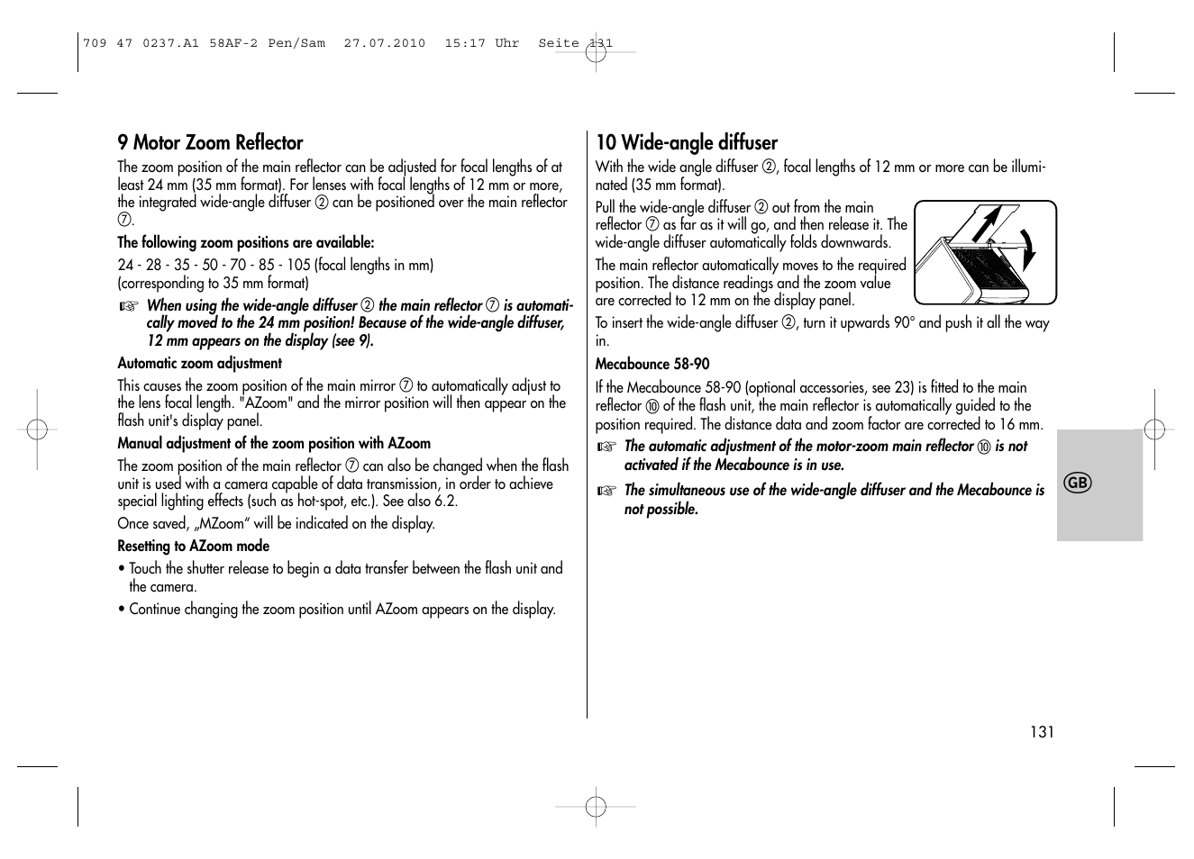 Metz MECABLITZ 58 AF-2 digital Pentax User Manual | Page 131 / 230