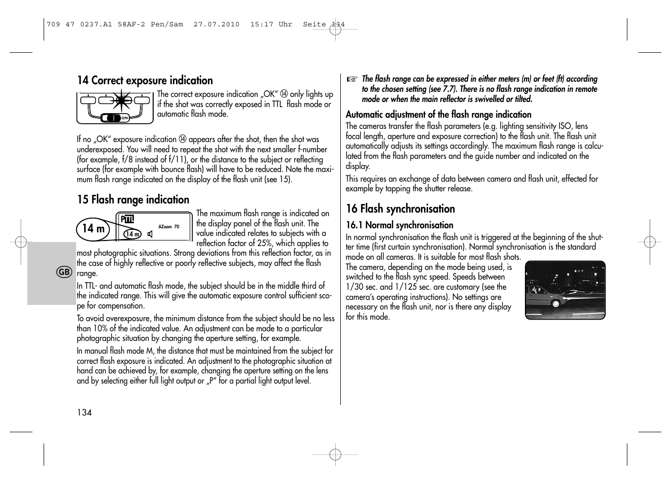 Metz MECABLITZ 58 AF-2 digital Pentax User Manual | Page 134 / 230