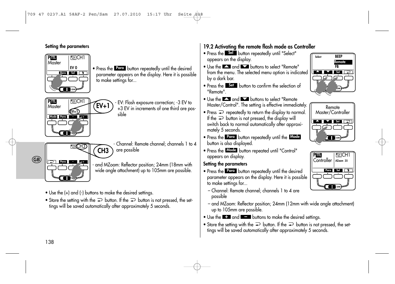 Metz MECABLITZ 58 AF-2 digital Pentax User Manual | Page 138 / 230