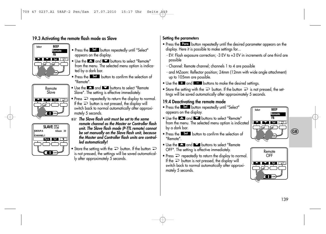 Metz MECABLITZ 58 AF-2 digital Pentax User Manual | Page 139 / 230