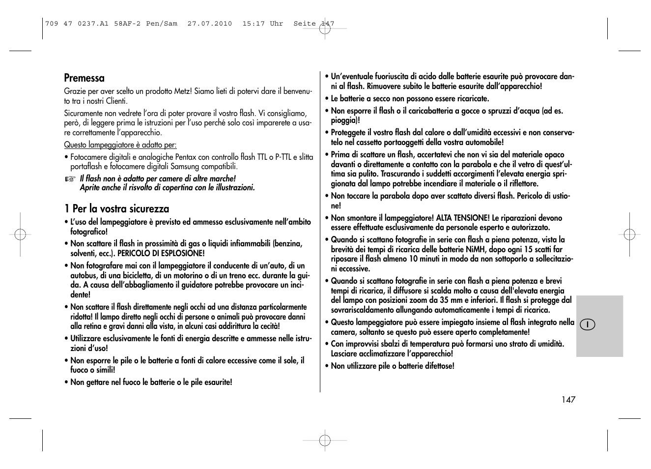 Metz MECABLITZ 58 AF-2 digital Pentax User Manual | Page 147 / 230