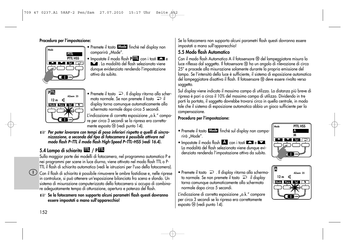 Metz MECABLITZ 58 AF-2 digital Pentax User Manual | Page 152 / 230