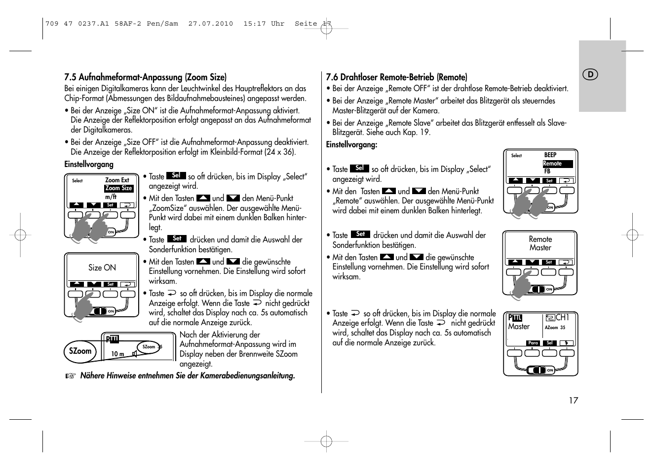 Metz MECABLITZ 58 AF-2 digital Pentax User Manual | Page 17 / 230