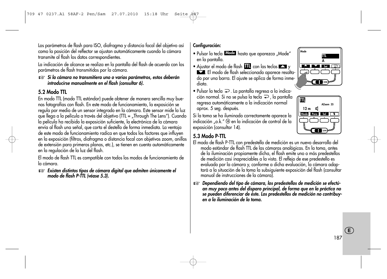 Metz MECABLITZ 58 AF-2 digital Pentax User Manual | Page 187 / 230