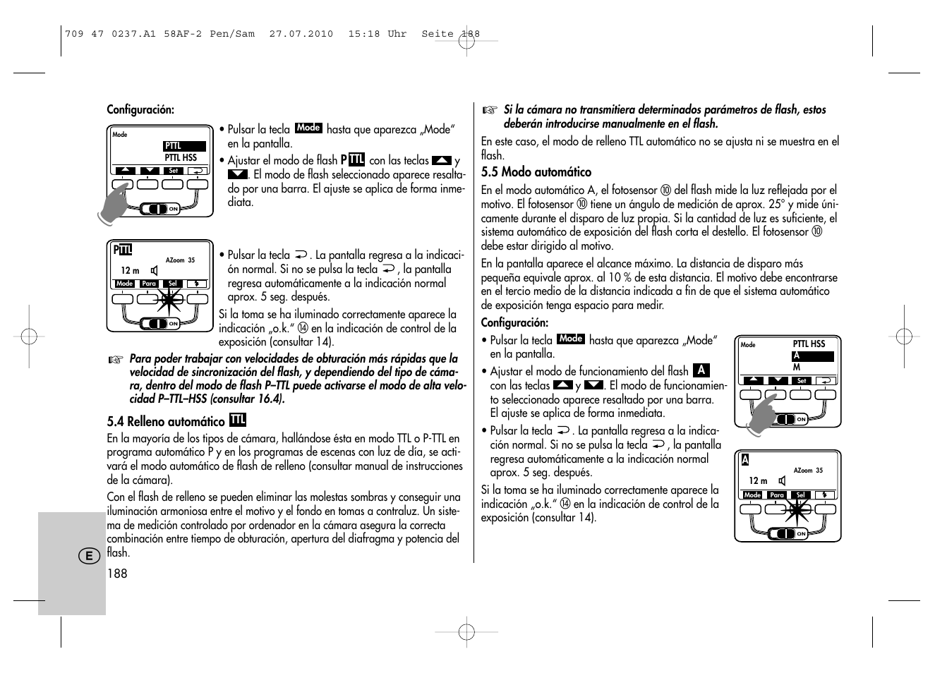 Metz MECABLITZ 58 AF-2 digital Pentax User Manual | Page 188 / 230