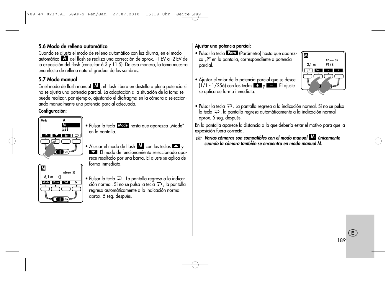 Metz MECABLITZ 58 AF-2 digital Pentax User Manual | Page 189 / 230
