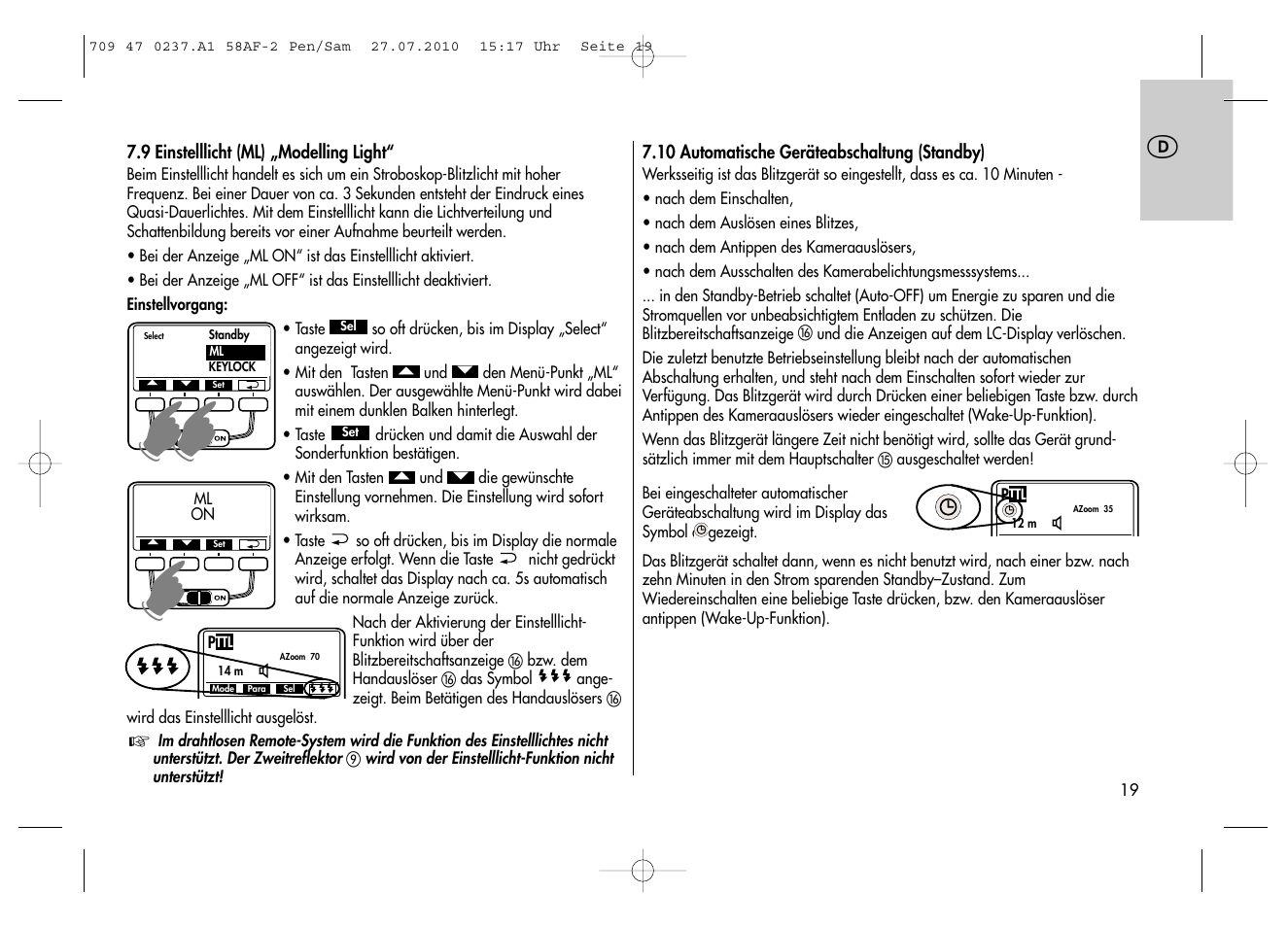 Metz MECABLITZ 58 AF-2 digital Pentax User Manual | Page 19 / 230