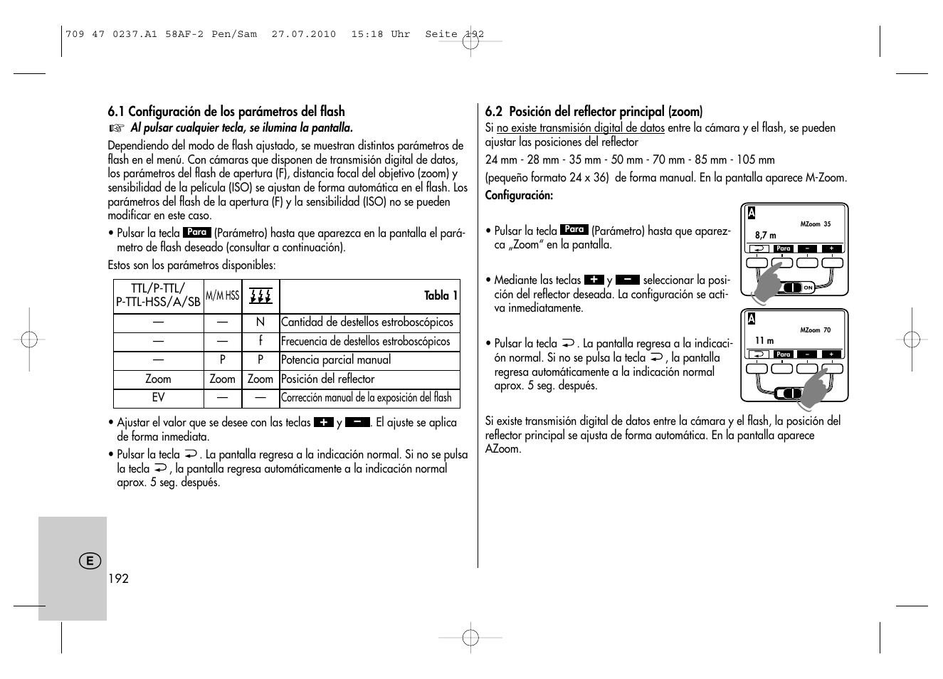 Metz MECABLITZ 58 AF-2 digital Pentax User Manual | Page 192 / 230