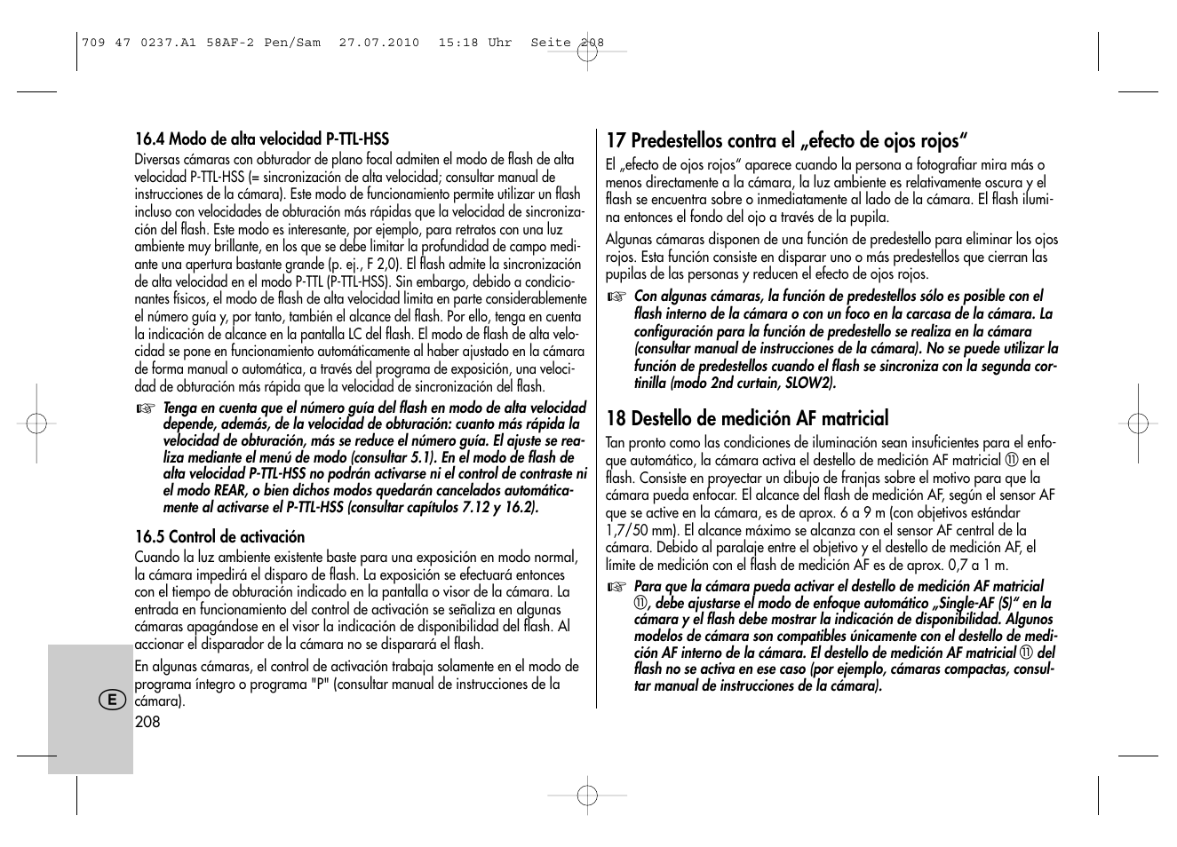 Metz MECABLITZ 58 AF-2 digital Pentax User Manual | Page 208 / 230