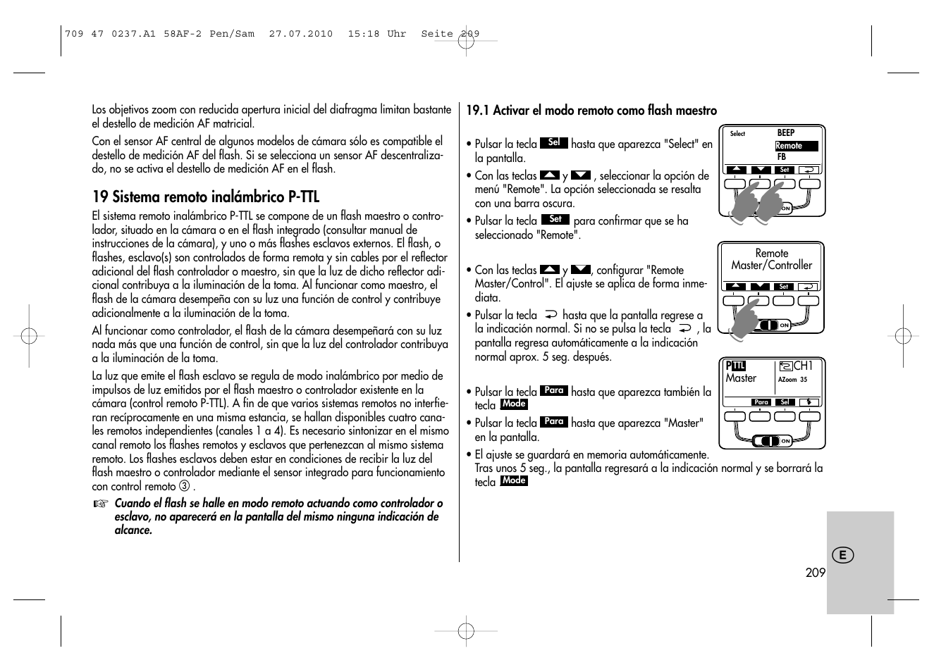 Metz MECABLITZ 58 AF-2 digital Pentax User Manual | Page 209 / 230