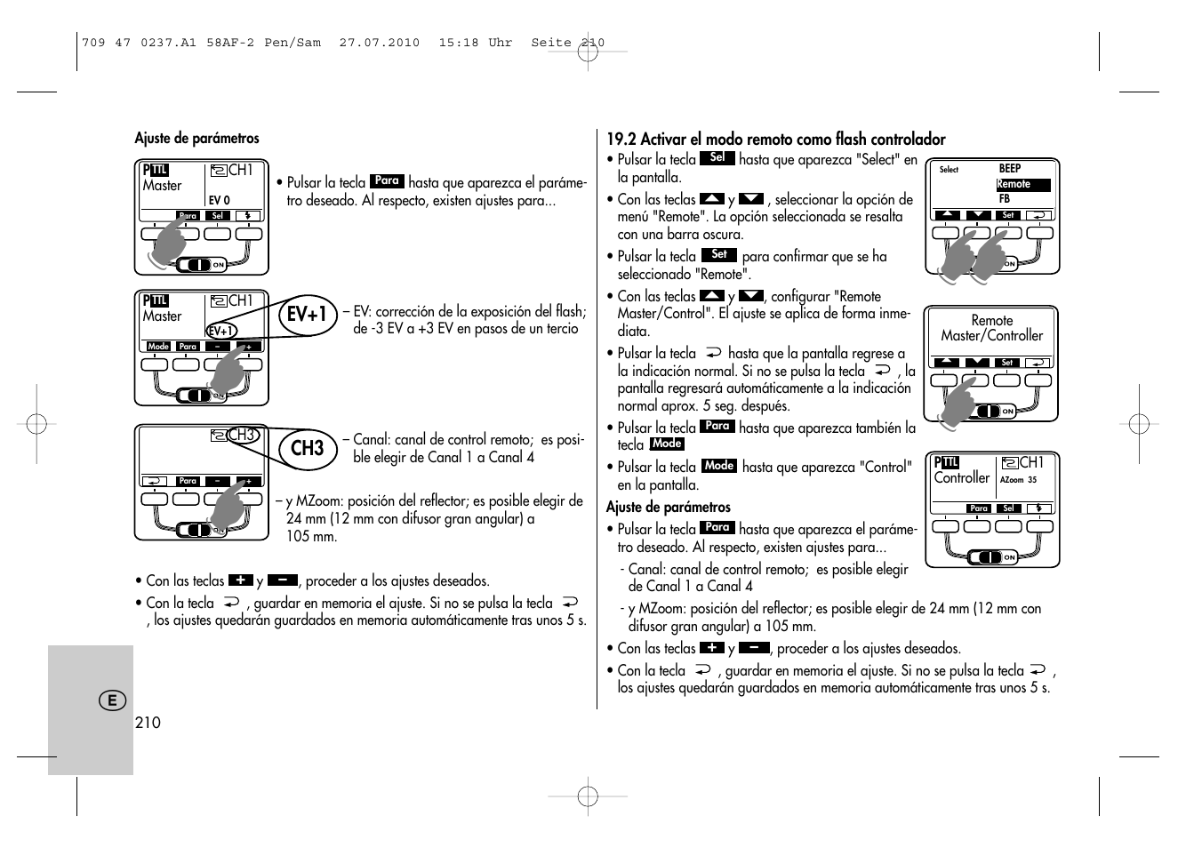 Metz MECABLITZ 58 AF-2 digital Pentax User Manual | Page 210 / 230