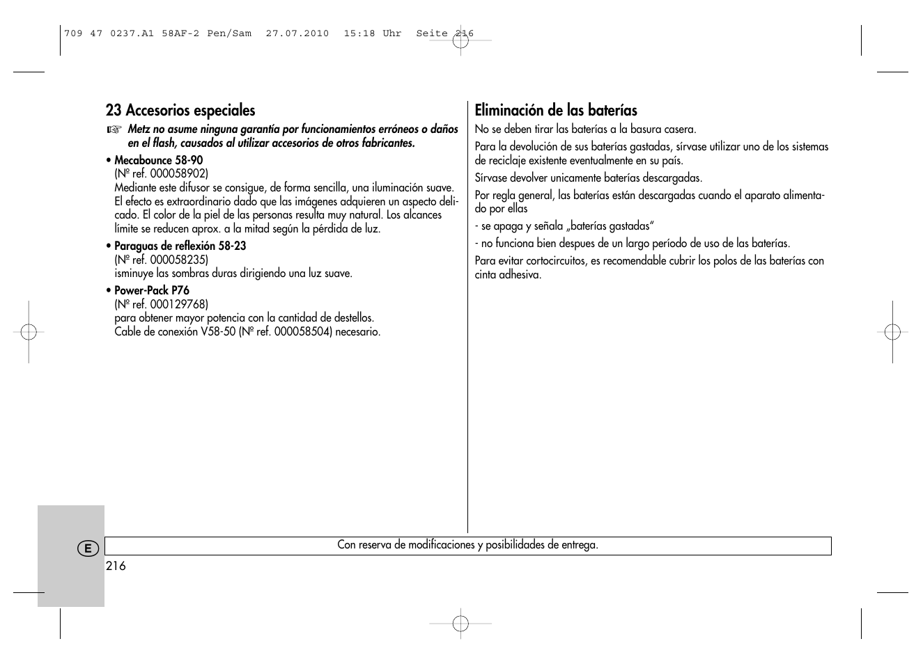 Metz MECABLITZ 58 AF-2 digital Pentax User Manual | Page 216 / 230