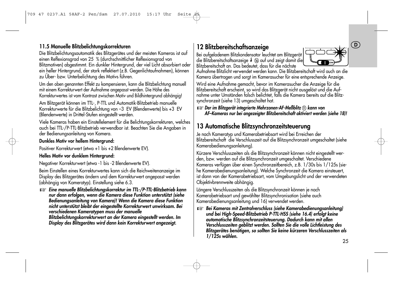 Metz MECABLITZ 58 AF-2 digital Pentax User Manual | Page 25 / 230