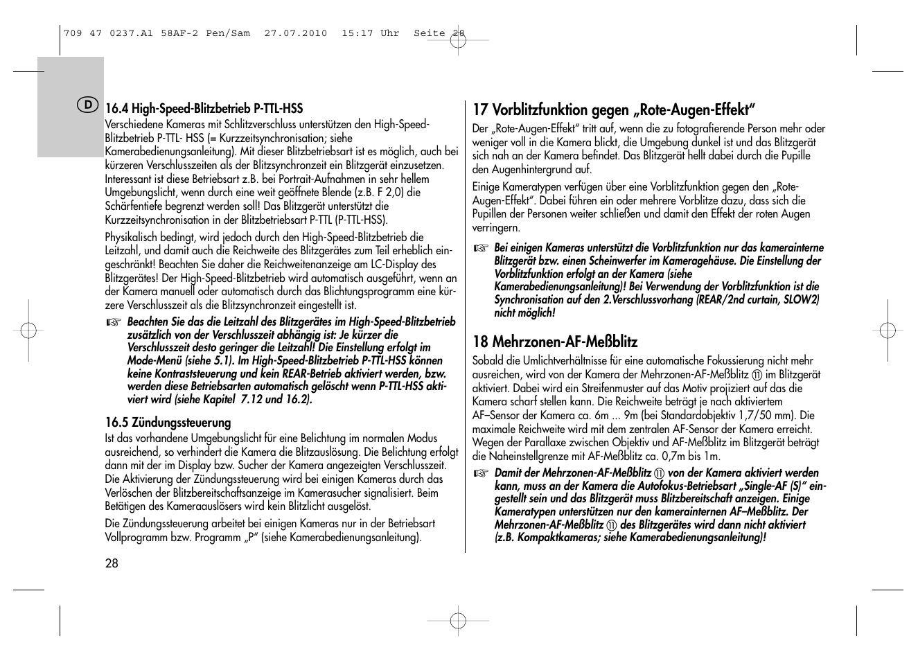 Metz MECABLITZ 58 AF-2 digital Pentax User Manual | Page 28 / 230
