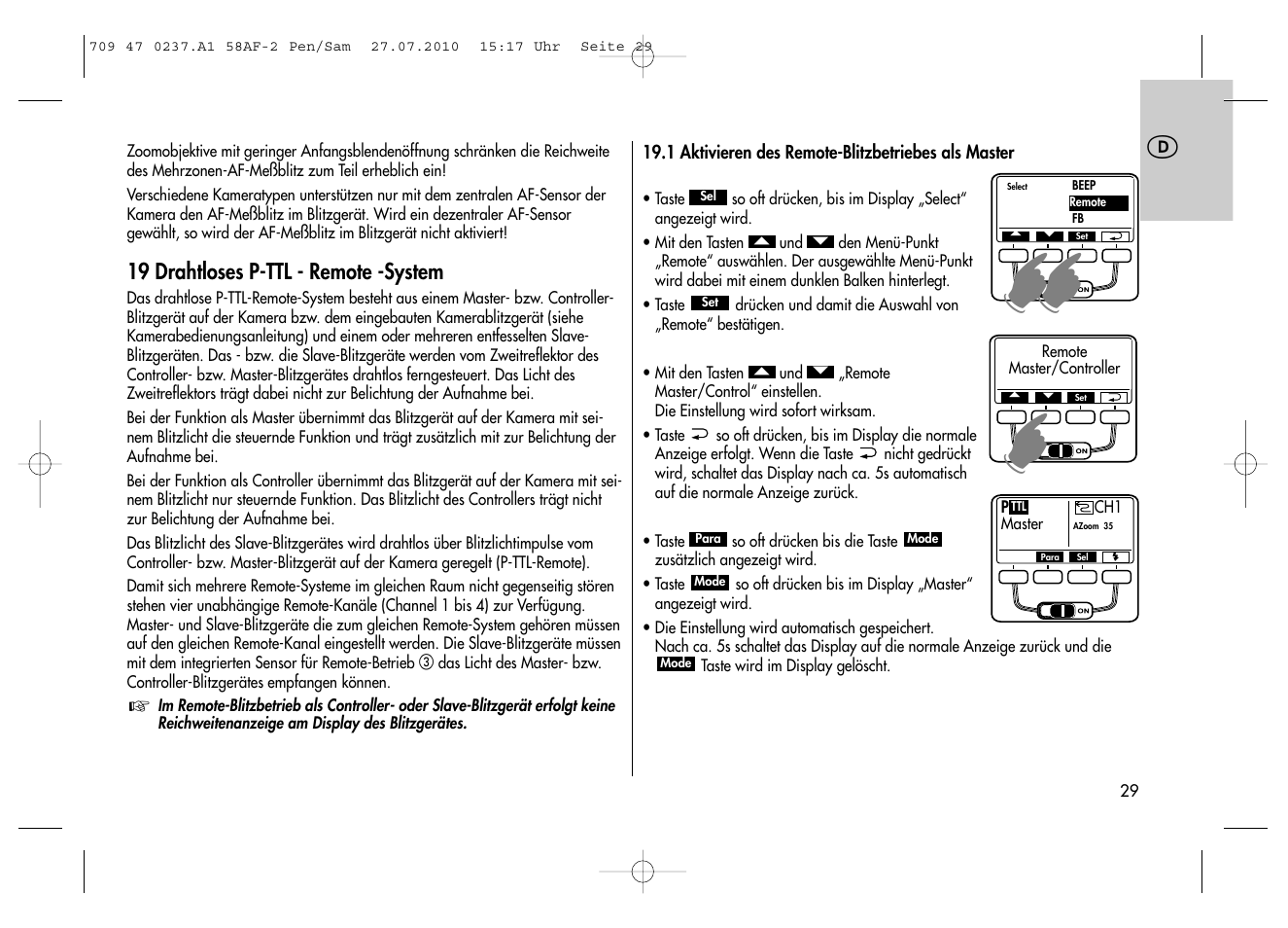Metz MECABLITZ 58 AF-2 digital Pentax User Manual | Page 29 / 230
