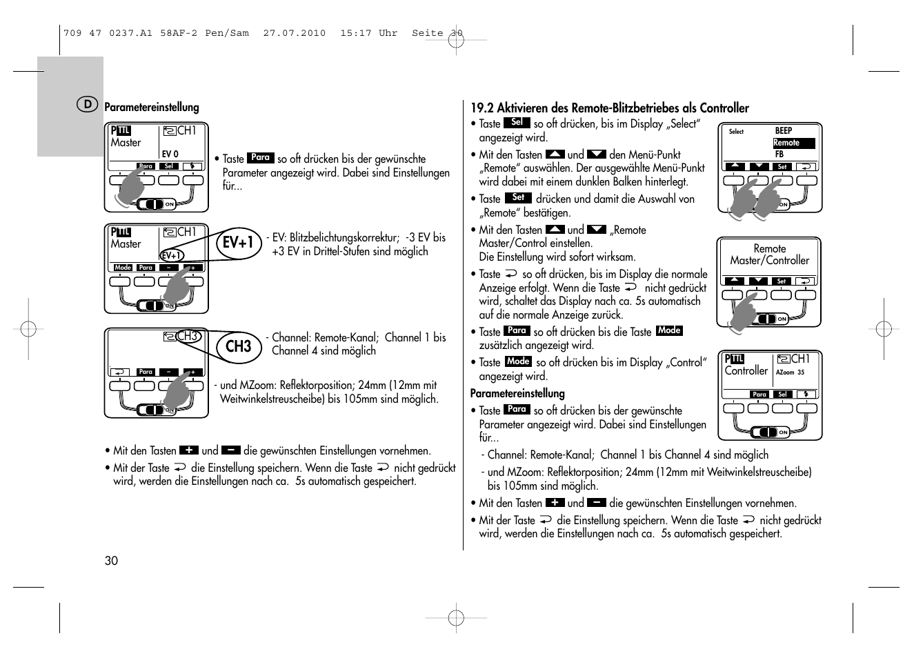 Metz MECABLITZ 58 AF-2 digital Pentax User Manual | Page 30 / 230