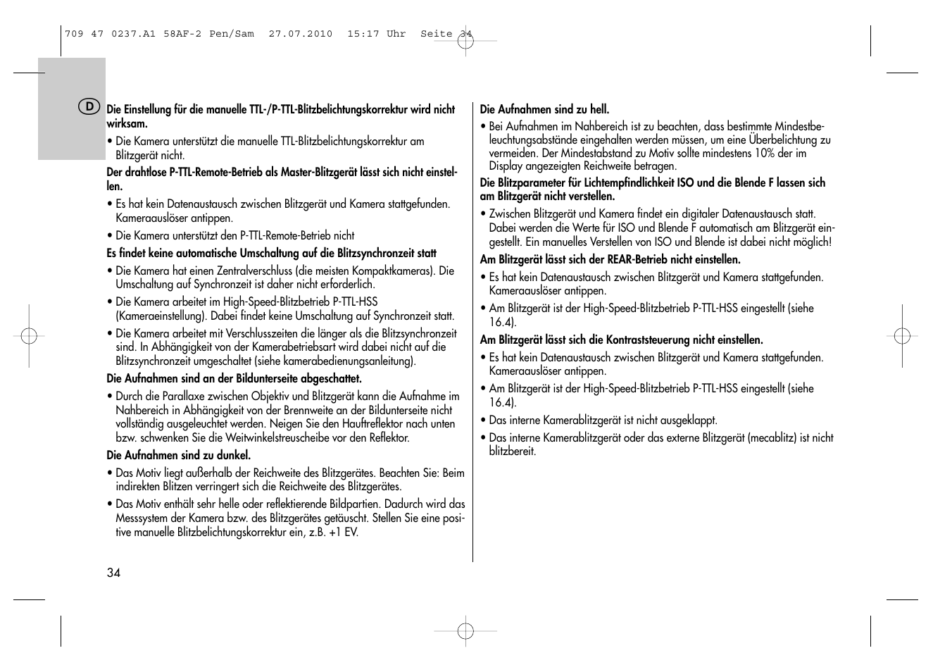 Metz MECABLITZ 58 AF-2 digital Pentax User Manual | Page 34 / 230