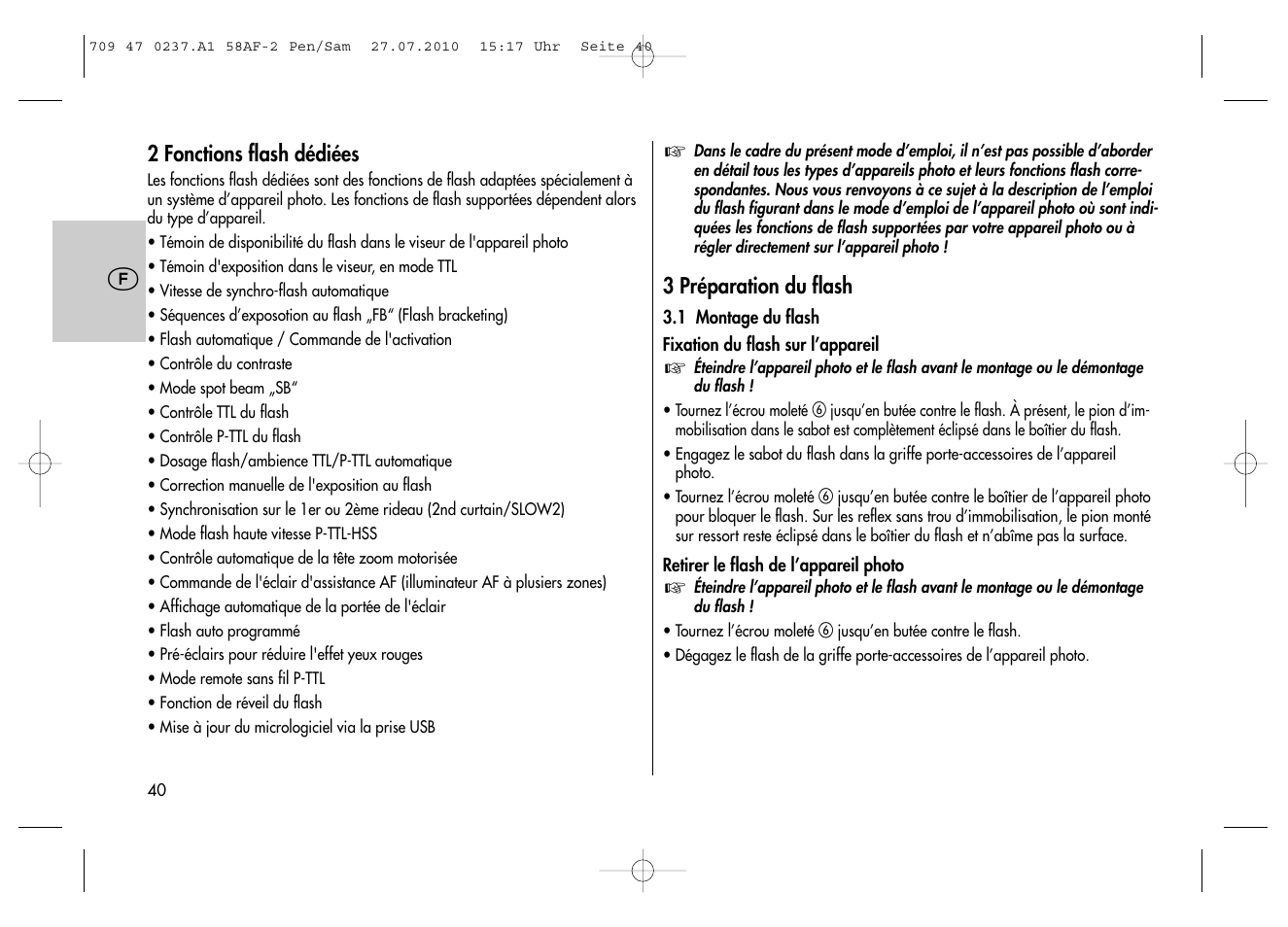 Metz MECABLITZ 58 AF-2 digital Pentax User Manual | Page 40 / 230