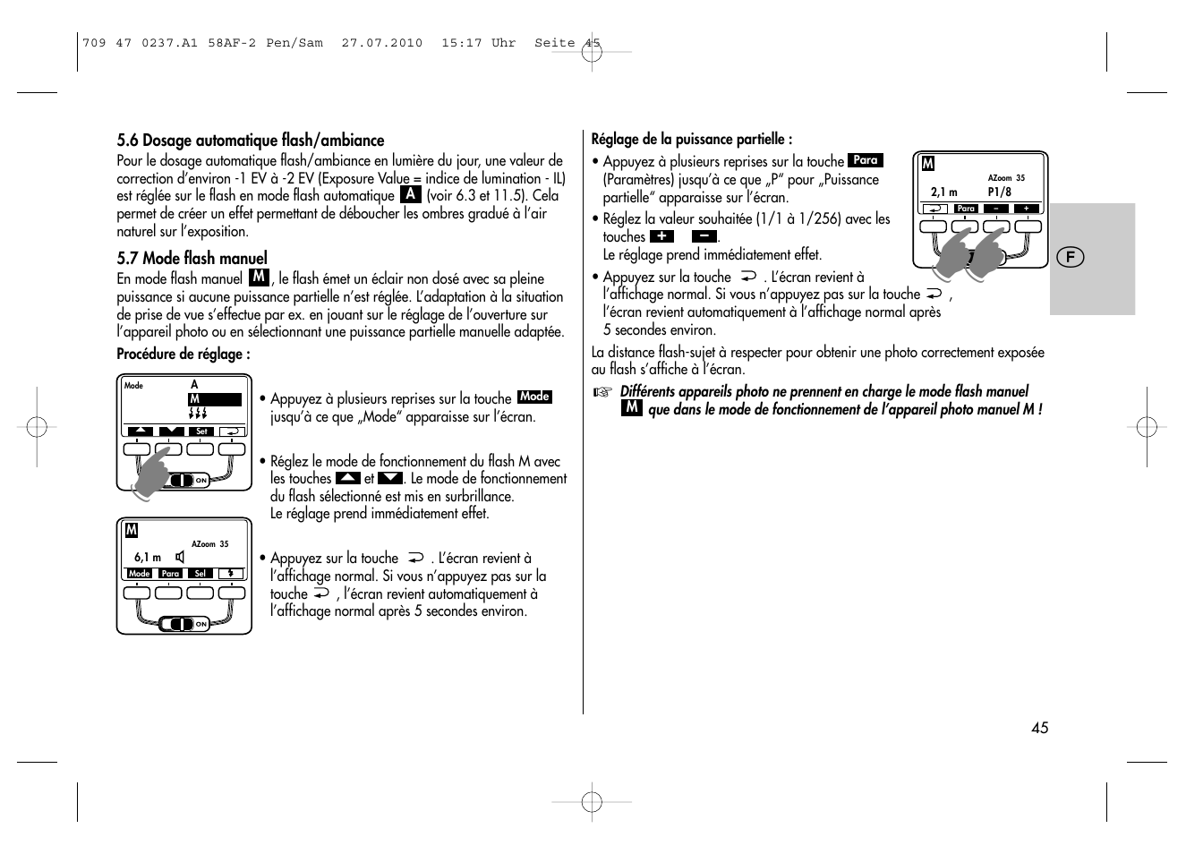 Metz MECABLITZ 58 AF-2 digital Pentax User Manual | Page 45 / 230