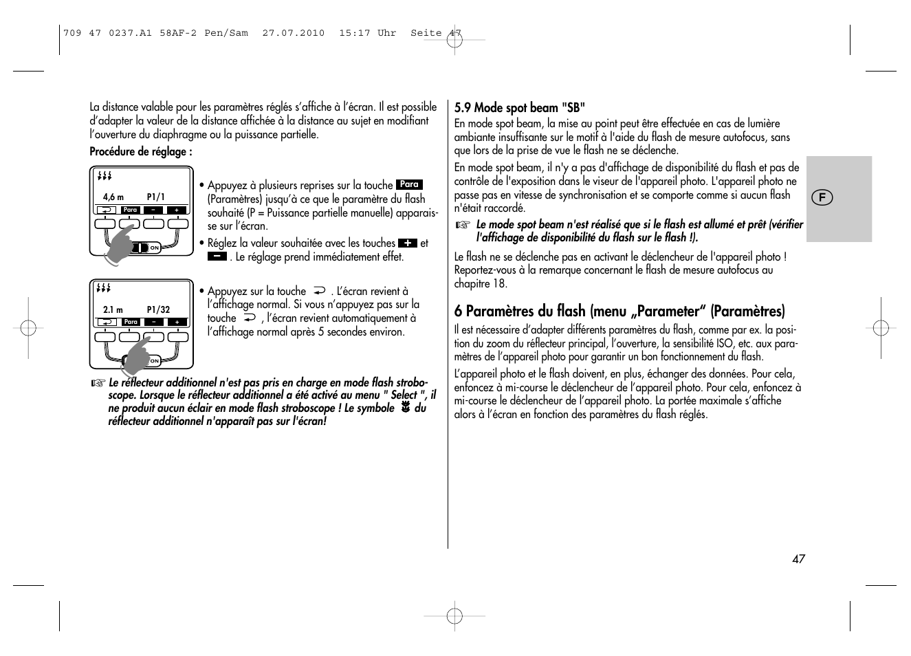 Metz MECABLITZ 58 AF-2 digital Pentax User Manual | Page 47 / 230