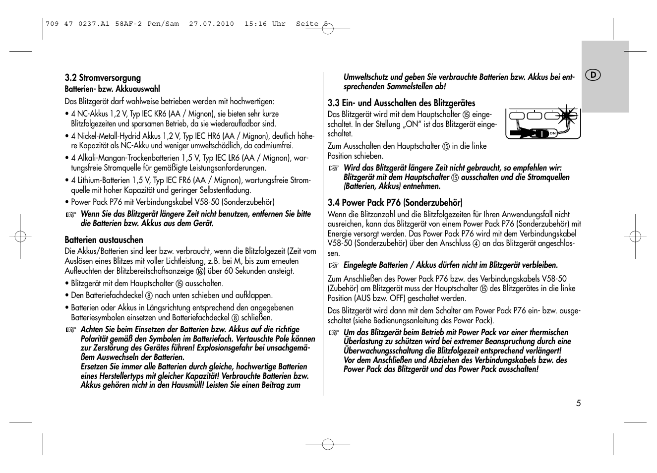 Metz MECABLITZ 58 AF-2 digital Pentax User Manual | Page 5 / 230